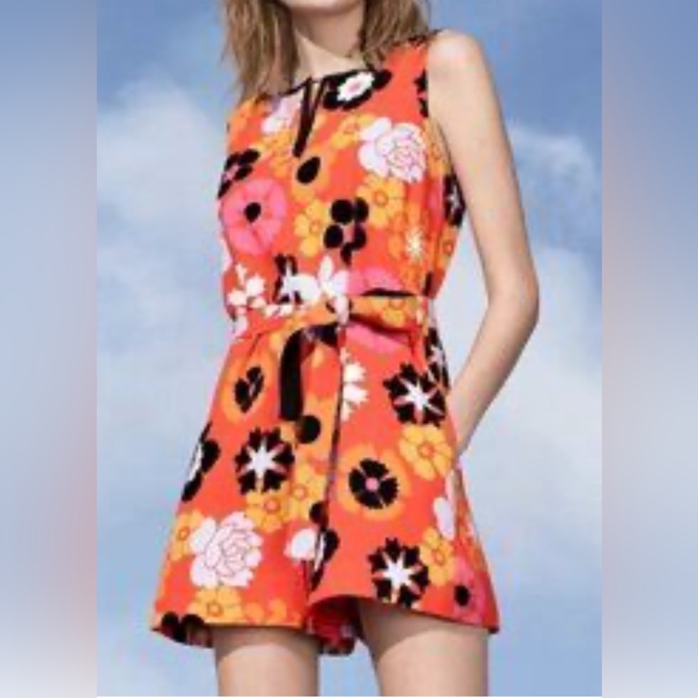 Victoria Beckham Target Floral Romper Red, Black and orange. Size M. NWOT.